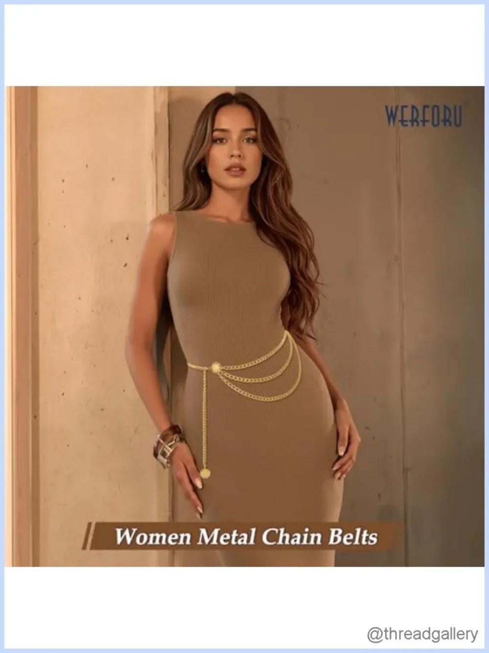 WERFORU Women Metal Waist Chain Belt Multilayer Gold Chain Belts for Women